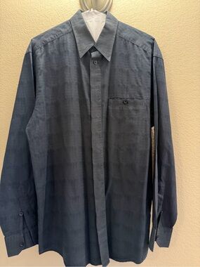 Zanella Men's Long-Sleeve Button-Up Shirt in Navy Blue